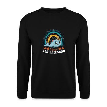 Narval Licorne Baleine - Sweat-shirt Unisexe - noir - Devant - Alina (178cm) & Michal (187cm)