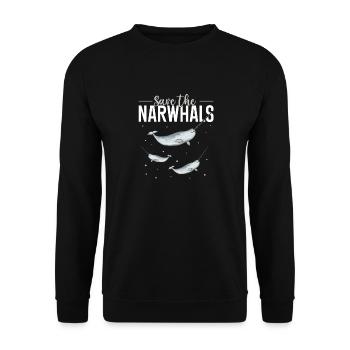 Narwhal Unicorn Whale - Unisex Sweatshirt - black - Front - Alina (178cm) & Michal (187cm)