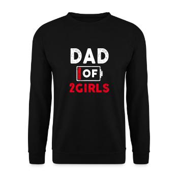 Vater von 2 Mädchen Batterie schwach Papa Vatertagsgeschenk - Unisex Pullover - Schwarz - Vorne - Alina (178cm) & Michal (187cm)