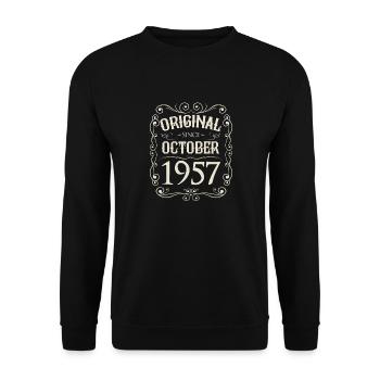 Vintage - Original since Oktober 1957 Geburtstag - Unisex Pullover - Schwarz - Vorne - Alina (178cm) & Michal (187cm)