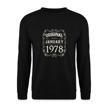 Vintage - Original depuis l'anniversaire de janvier 1978 - Sweat-shirt Unisexe - noir - Devant - Alina (178cm) & Michal (187cm)