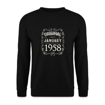 Vintage - Original since Januar 1958 Geburtstag - Unisex Pullover - Schwarz - Vorne - Alina (178cm) & Michal (187cm)