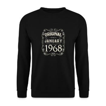 Vintage - Original depuis l'anniversaire de janvier 1968 - Sweat-shirt Unisexe - noir - Devant - Alina (178cm) & Michal (187cm)