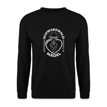 Schwarzwaldmädel Schwarzwald Deutsch Herz - Unisex Pullover - Schwarz - Vorne - Alina (178cm) & Michal (187cm)