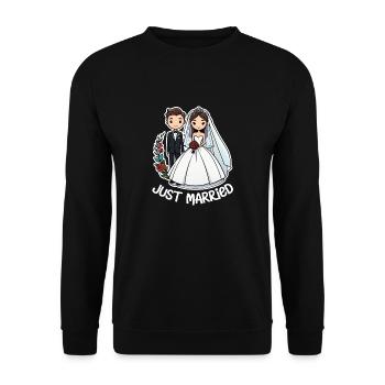 just married - pour mariage - Sweat-shirt Unisexe - noir - Devant - Alina (178cm) & Michal (187cm)