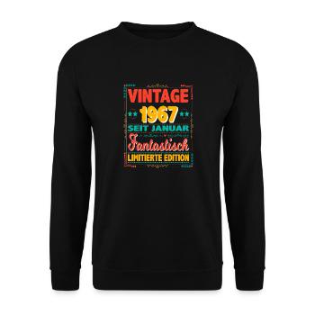 January 1967 Vintage Fantastic 57 Years Man - Unisex Sweatshirt - black - Front - Alina (178cm) & Michal (187cm)