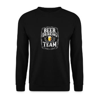 Bier trinkendes Team T-Shirt - Beliebter Alkoholiker - Unisex Pullover - Schwarz - Vorne - Alina (178cm) & Michal (187cm)