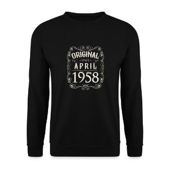 Vintage - Original since April 1958 Geburtstag - Unisex Pullover - Schwarz - Vorne - Alina (178cm) & Michal (187cm)