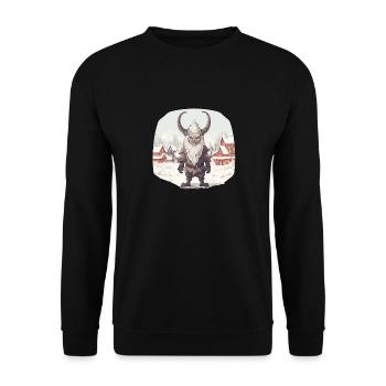 Krampus mask costume Kramperl evil Santa Claus - Unisex Sweatshirt - black - Front - Alina (178cm) & Michal (187cm)