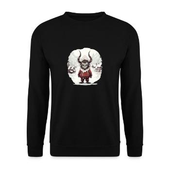 Krampus T | Costume Krampus | Père Noël Kawaii - Sweat-shirt Unisexe - noir - Devant - Alina (178cm) & Michal (187cm)