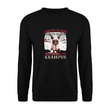 Krampus Maske | Krampus Kostüm | Germanisches - Unisex Pullover - Schwarz - Vorne - Alina (178cm) & Michal (187cm)