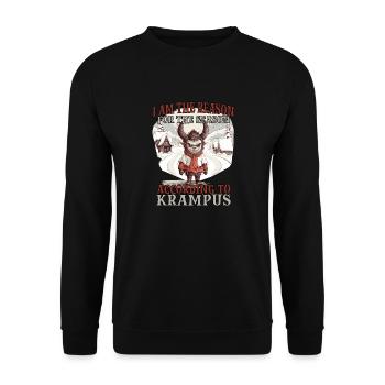 Merry Krampus | Kramperl | Krampus Weihnachtsmann - Unisex Pullover - Schwarz - Vorne - Alina (178cm) & Michal (187cm)