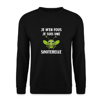 Humour sauterelle - Sweat-shirt Unisexe - noir - Devant - Alina (178cm) & Michal (187cm)