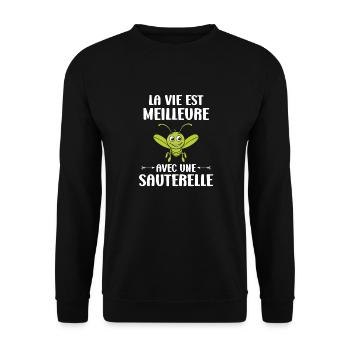 Humour sauterelle - Sweat-shirt Unisexe - noir - Devant - Alina (178cm) & Michal (187cm)