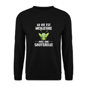 Humour sauterelle - Sweat-shirt Unisexe - noir - Devant - Alina (178cm) & Michal (187cm)