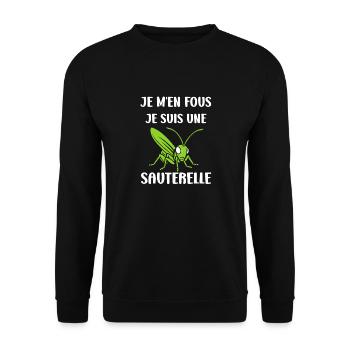 Insecte humour Sauterelle - Sweat-shirt Unisexe - noir - Devant - Alina (178cm) & Michal (187cm)