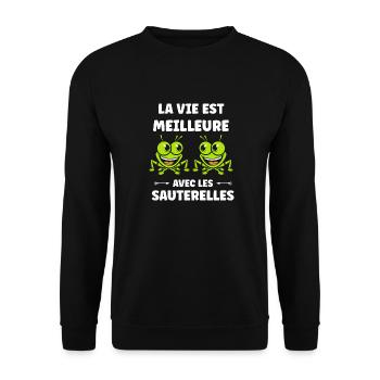 Insecte humour Sauterelle - Sweat-shirt Unisexe - noir - Devant - Alina (178cm) & Michal (187cm)