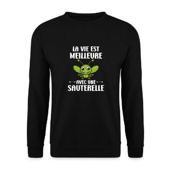 Insecte humour Sauterelle - Sweat-shirt Unisexe - noir - Devant - Alina (178cm) & Michal (187cm)