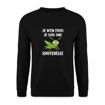 Insecte humour Sauterelle - Sweat-shirt Unisexe - noir - Devant - Alina (178cm) & Michal (187cm)