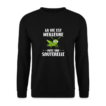Insecte humour Sauterelle - Sweat-shirt Unisexe - noir - Devant - Alina (178cm) & Michal (187cm)