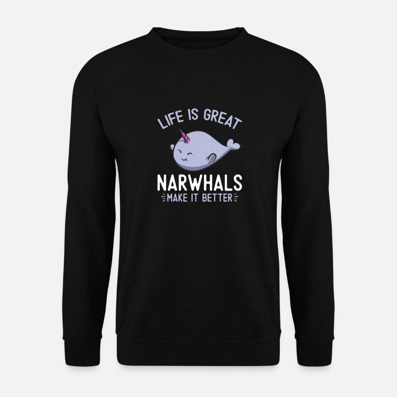 Narwal Einhornwal - Unisex Pullover - Schwarz
