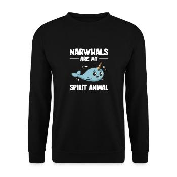 Narwhal Unicorn Whale - Unisex Sweatshirt - black - Front - Alina (178cm) & Michal (187cm)