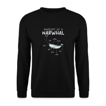 Narwhal Unicorn Whale - Unisex Sweatshirt - black - Front - Alina (178cm) & Michal (187cm)