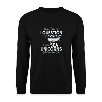 Narwhal Unicorn Whale - Unisex Sweatshirt - black - Front - Alina (178cm) & Michal (187cm)