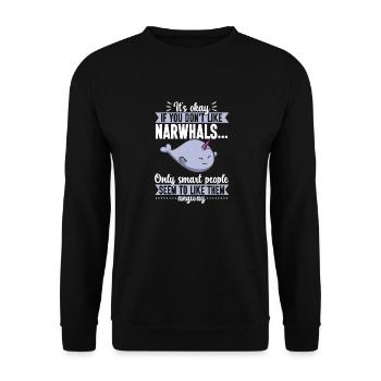 Narwhal Unicorn Whale - Unisex Sweatshirt - black - Front - Alina (178cm) & Michal (187cm)