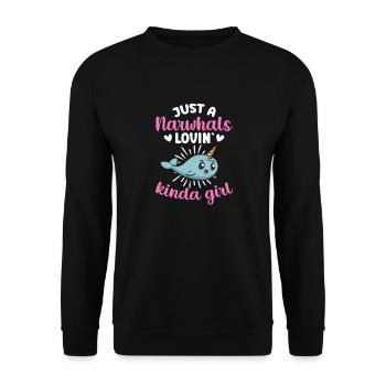 Narwhal Unicorn Whale - Unisex Sweatshirt - black - Front - Alina (178cm) & Michal (187cm)