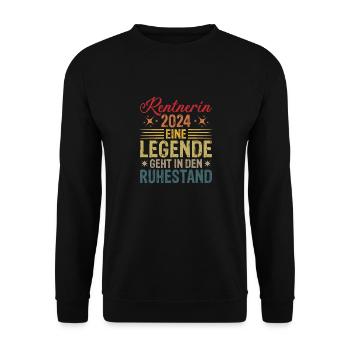 Rentnerin 2024 Eine Legende Geht In Rente - Unisex Pullover - Schwarz - Vorne - Alina (178cm) & Michal (187cm)