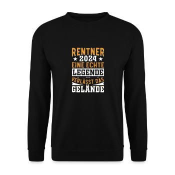 Rentner 2024 Eine Legende Verlässt Das Gelände - Unisex Pullover - Schwarz - Vorne - Alina (178cm) & Michal (187cm)