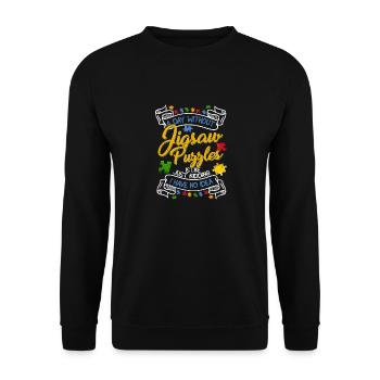 A Day Without Jigsaw Puzzles Piece Solving - Unisex Sweatshirt - black - Front - Alina (178cm) & Michal (187cm)