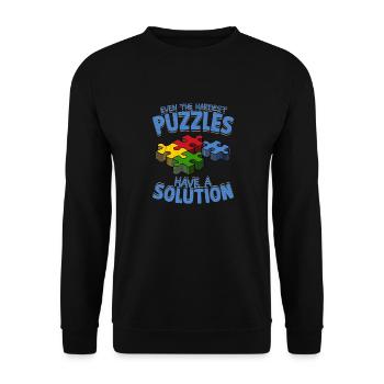 Même les puzzles les plus difficiles ont une solution Jigsaw Pu - Sweat-shirt Unisexe - noir - Devant - Alina (178cm) & Michal (187cm)