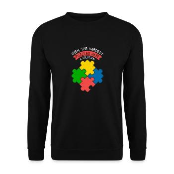 Even The Hardest Puzzles Have A Solution Piece Jig - Unisex Sweatshirt - black - Front - Alina (178cm) & Michal (187cm)