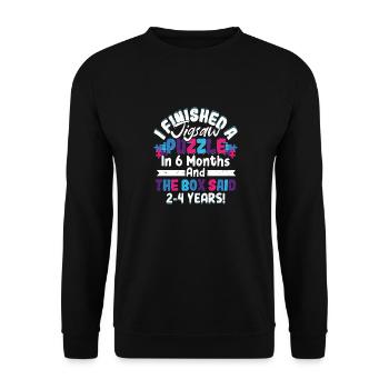I Finished A Jigsaw Puzzle Solving Piece - Unisex Pullover - Schwarz - Vorne - Alina (178cm) & Michal (187cm)