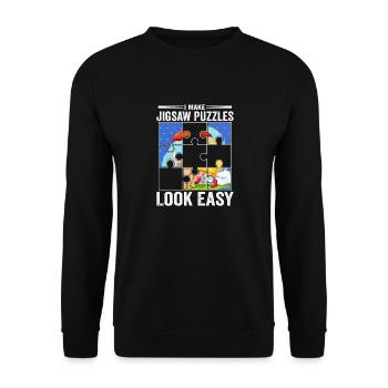 I Make Jigsaw Puzzles Look Easy Solving Piece - Unisex Sweatshirt - black - Front - Alina (178cm) & Michal (187cm)