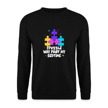 I Puzzle Way Past My Bedtime Jigsaw Puzzle Piece - Unisex Sweatshirt - black - Front - Alina (178cm) & Michal (187cm)