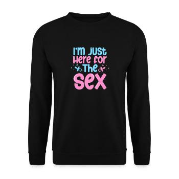 Annonce de bébé : révélation du sexe ici pour le bébé - Sweat-shirt Unisexe - noir - Devant - Alina (178cm) & Michal (187cm)