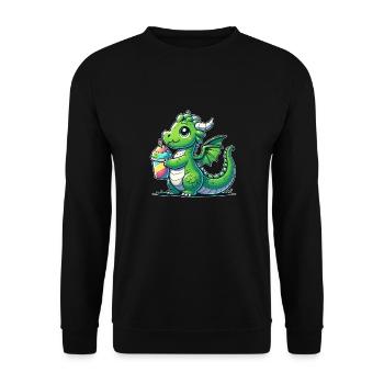 Drache mit Matsch-Eis - Unisex Pullover - Schwarz - Vorne - Alina (178cm) & Michal (187cm)