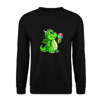Drache mit Eis Comic - Unisex Pullover - Schwarz - Vorne - Alina (178cm) & Michal (187cm)