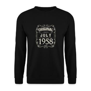 Vintage - Original since Juli 1958 Geburtstag - Unisex Pullover - Schwarz - Vorne - Alina (178cm) & Michal (187cm)