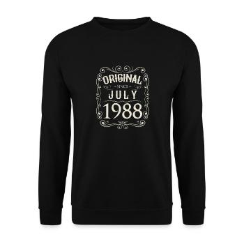 Vintage - Original since July 1988 Birthday - Unisex Sweatshirt - black - Front - Alina (178cm) & Michal (187cm)