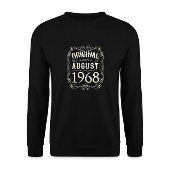 Vintage - Original since August 1968 Geburtstag - Unisex Pullover - Schwarz - Vorne - Alina (178cm) & Michal (187cm)