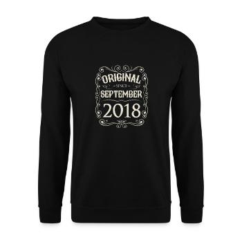 Vintage - Original since September 2018 Birthday - Unisex Sweatshirt - black - Front - Alina (178cm) & Michal (187cm)