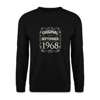 Vintage - Original depuis septembre 1968 Anniversaire - Sweat-shirt Unisexe - noir - Devant - Alina (178cm) & Michal (187cm)