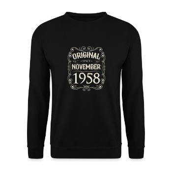 Vintage - Original since November 1958 Geburtstag - Unisex Pullover - Schwarz - Vorne - Alina (178cm) & Michal (187cm)