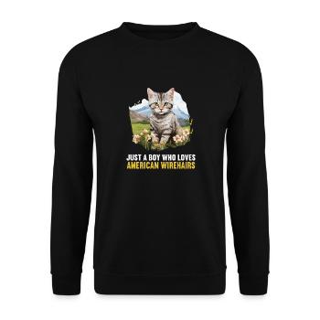 Cat Cats American Wirehair - Unisex Sweatshirt - black - Front - Alina (178cm) & Michal (187cm)