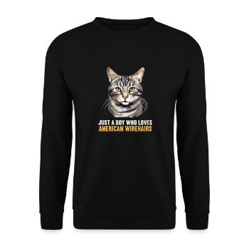 Cat Cats American Wirehair - Unisex Sweatshirt - black - Front - Alina (178cm) & Michal (187cm)
