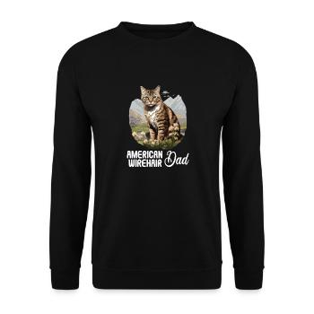 Cat Cats American Wirehair - Unisex Sweatshirt - black - Front - Alina (178cm) & Michal (187cm)